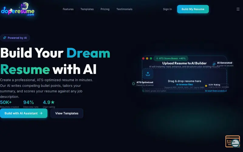 Screenshot of AI Resume Builder 