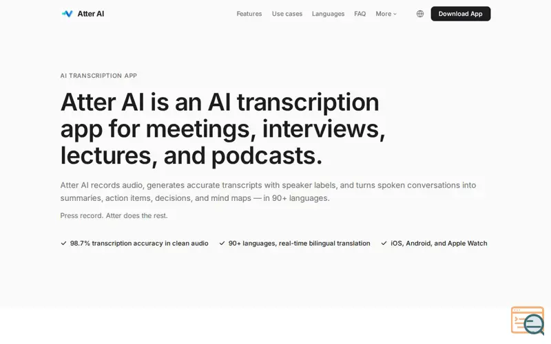 Screenshot of Atter AI