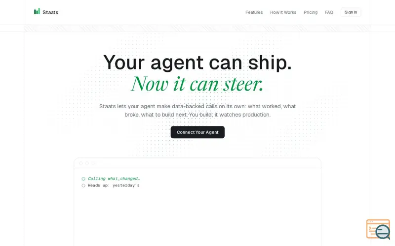 Screenshot of Staats — site analytics with no dashboard