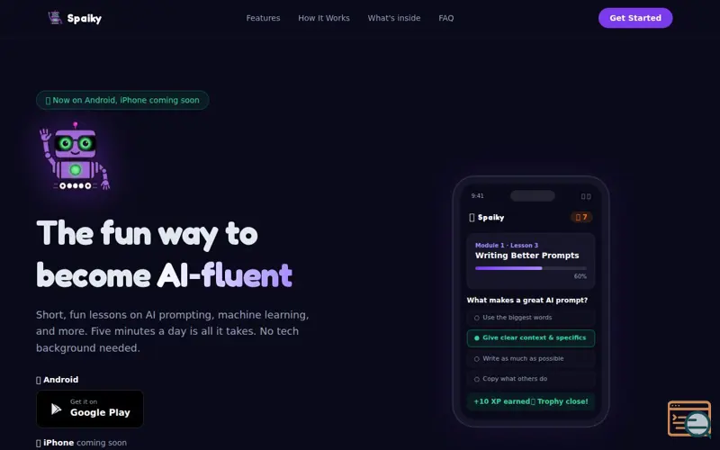 Screenshot of Spaiky - Learn AI the Fun Way