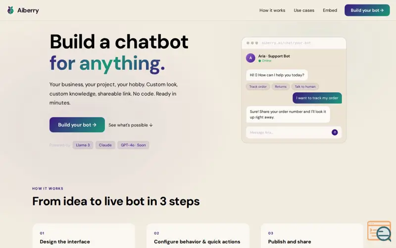 Screenshot of Aiberry.ai