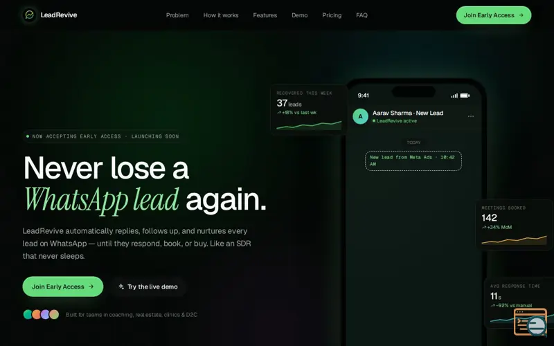 Screenshot of LeadRevive