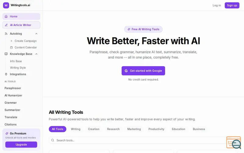 Screenshot of WritingTools.ai