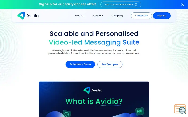 Screenshot of Avidio, a launch using DAN.com