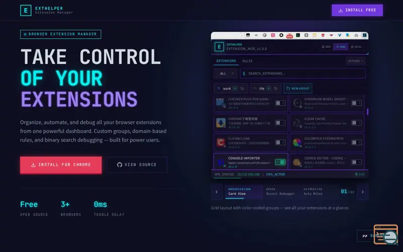 Screenshot of Ext Helper