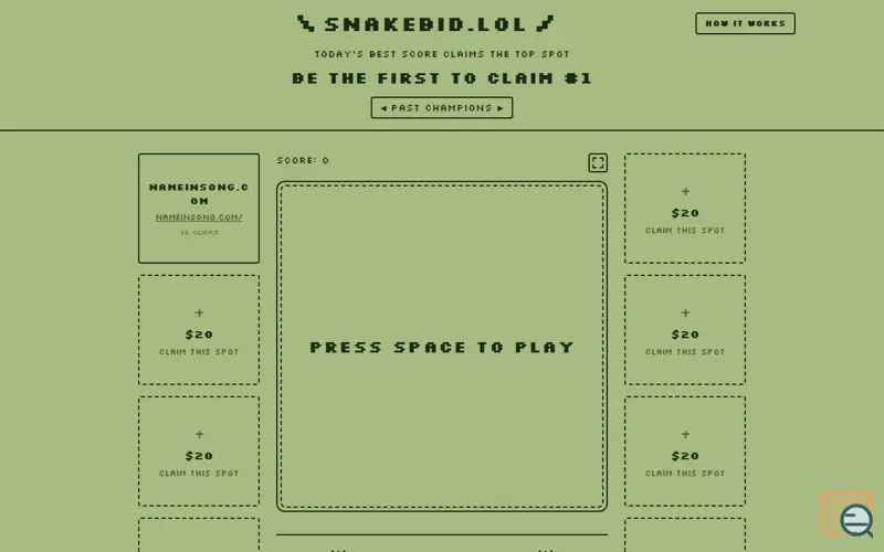 Screenshot of snakebid.lol