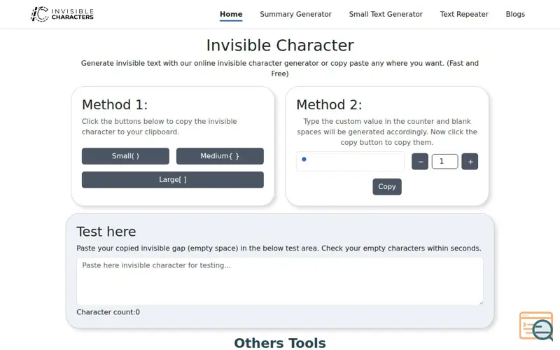 Screenshot of Invisible Characters ( )