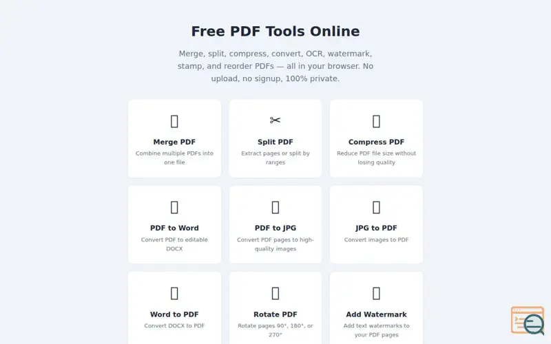Screenshot of PDF Utilities is a free PDF toolset