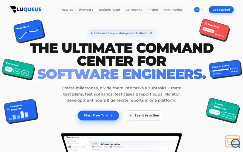 Screenshot of BluQueue — All-in-one project management, QA & team monitoring
