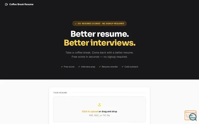 Screenshot of Coffee Break Resume