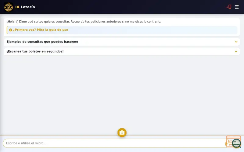 Screenshot of IA Lotería, a launch using Amazon Linux