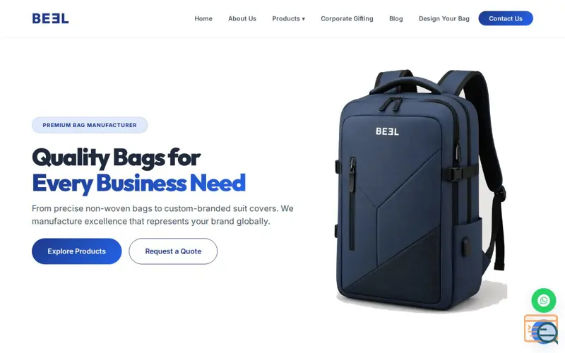 Screenshot of Bags Manufacturer in Mumbai | Bulk & Custom Bags | BEEL