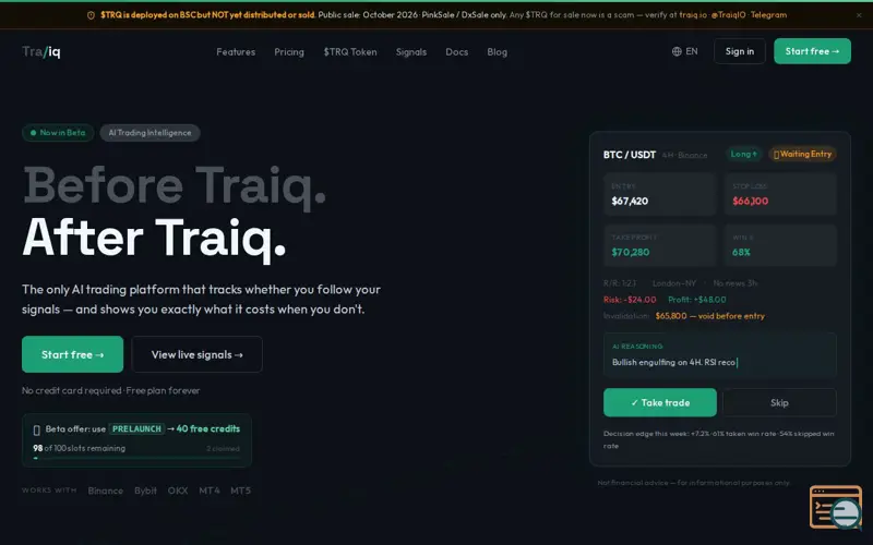 Screenshot of Traiq