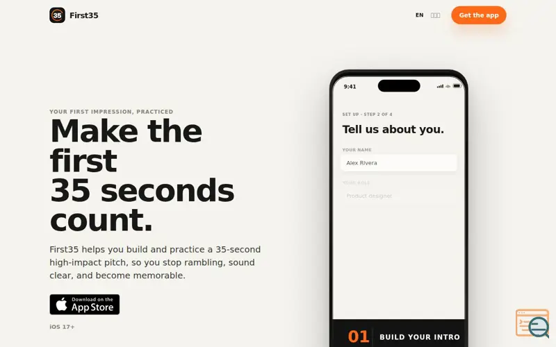 Screenshot of First35 - Self Introduction
