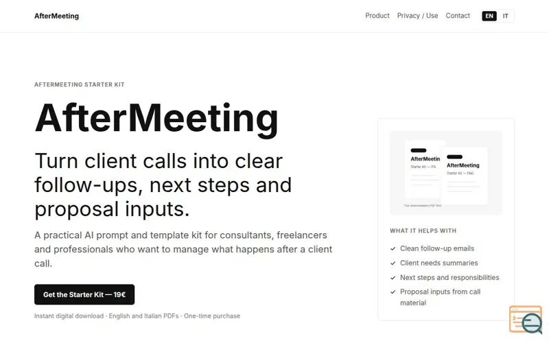 Screenshot of AfterMeeting