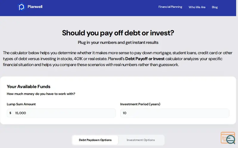 Screenshot of Planwell