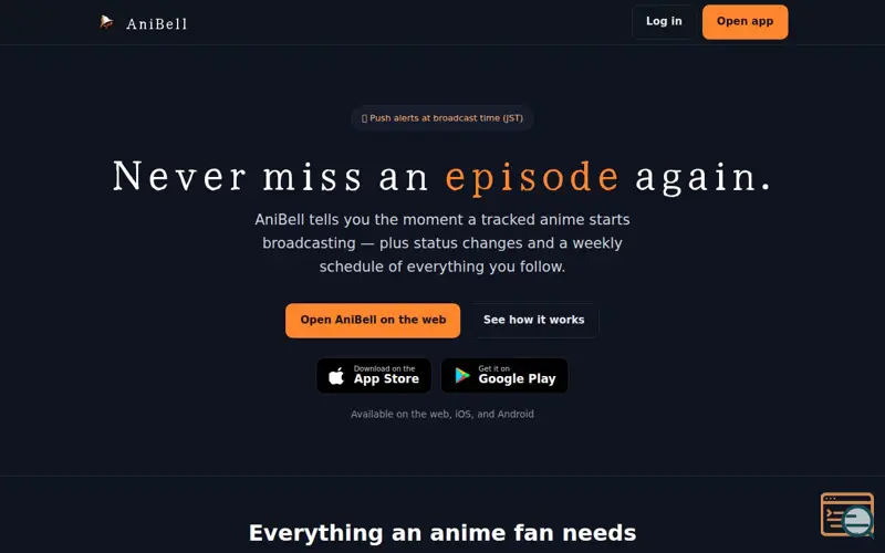Screenshot of AniBell — Never miss an episode