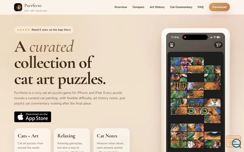 Screenshot of Purrfecto: Cat Art Puzzles