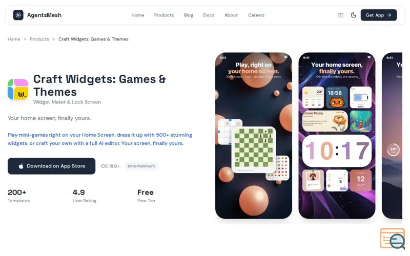 Screenshot of Craft Widgets