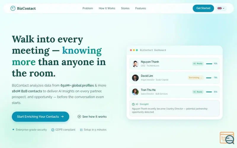 Screenshot of BizContact