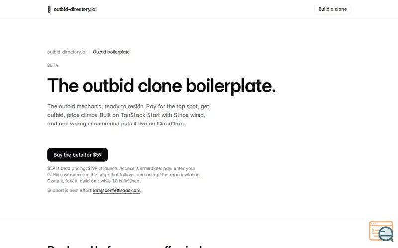 Screenshot of Outbid-directory