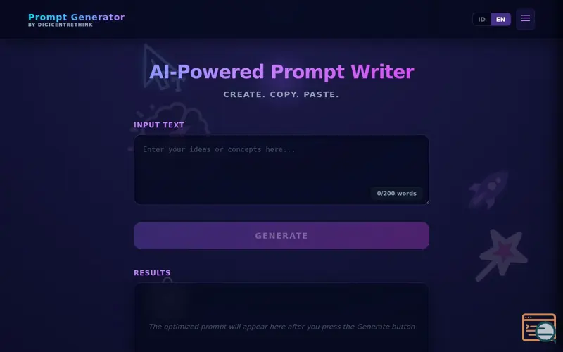Screenshot of DCT Prompt Writer