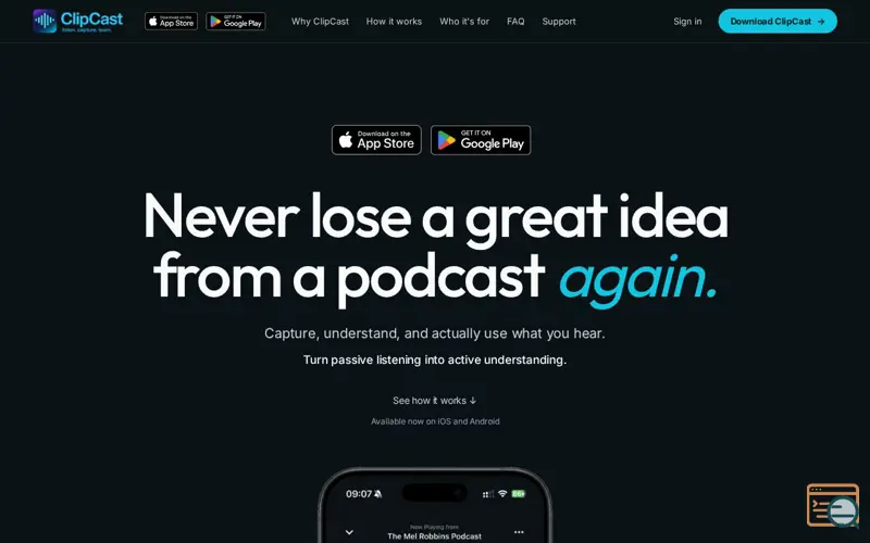 Screenshot of ClipCast