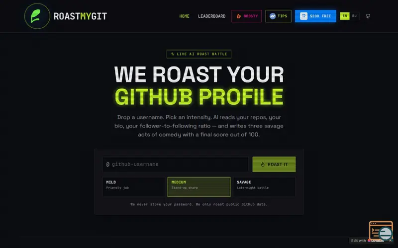 Screenshot of RoastMyGit