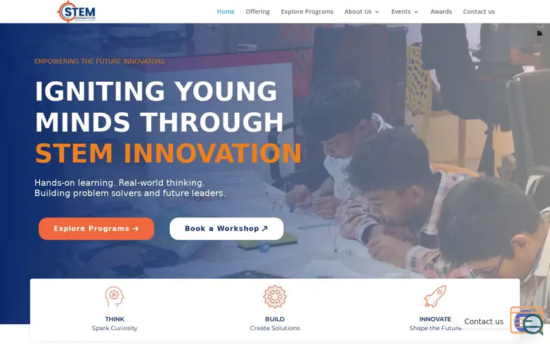 Screenshot of stemavishkar.com, a launch using Salvattore