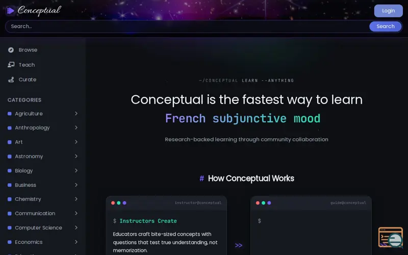 Screenshot of Conceptual.fyi