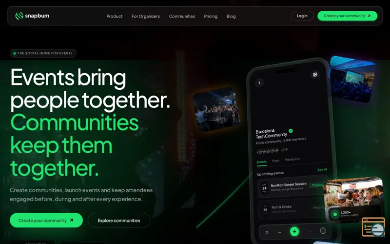 Screenshot of Snapbum – Event Communities