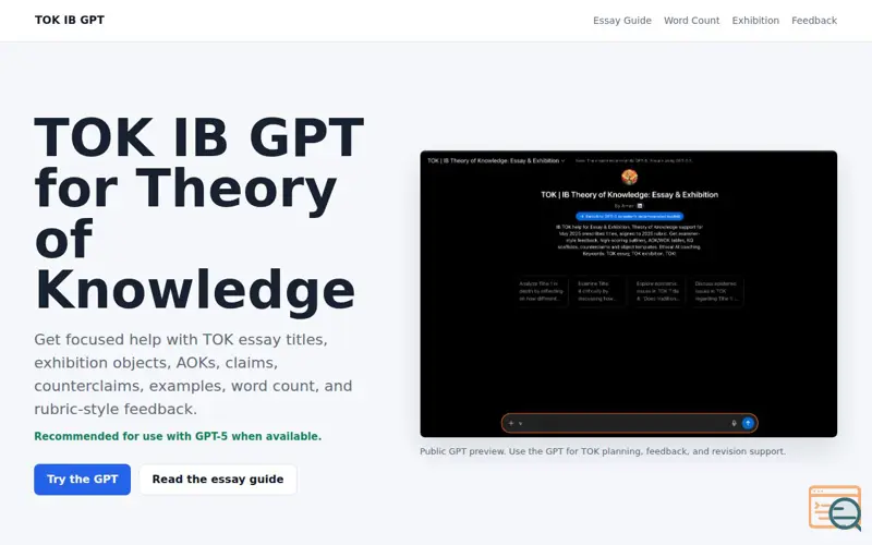 Screenshot of TOK GPT