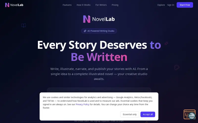 Screenshot of NovelLab.ai