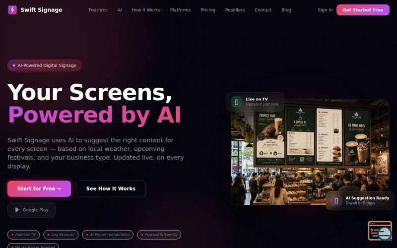 Screenshot of Swift Signage
