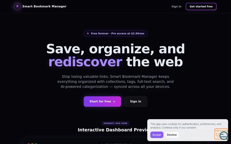Screenshot of Smart Bookmark Manager