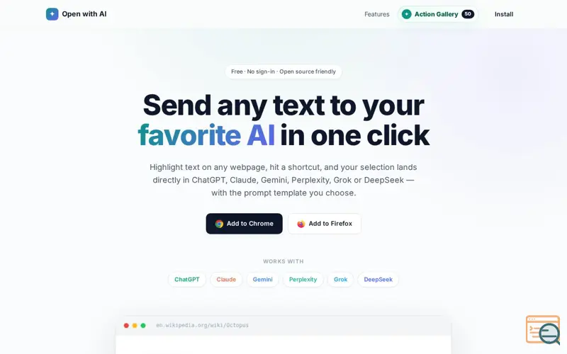 Screenshot of OpenWithAI