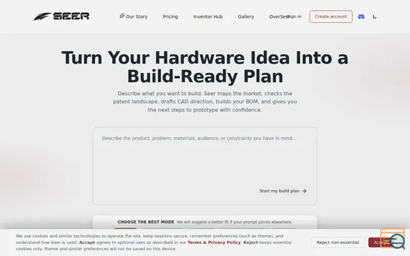 Screenshot of Seer Platform