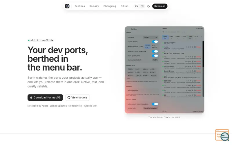 Screenshot of Berth