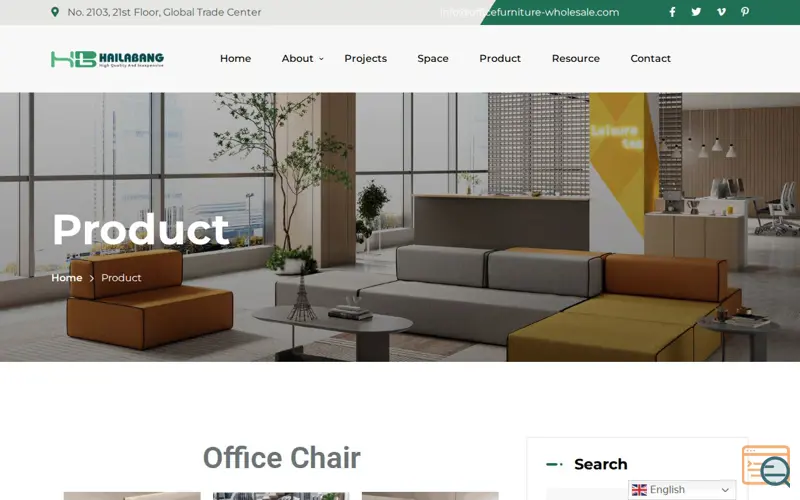 Screenshot of Hailabang Furniture, a launch using WOOSC Products Compare