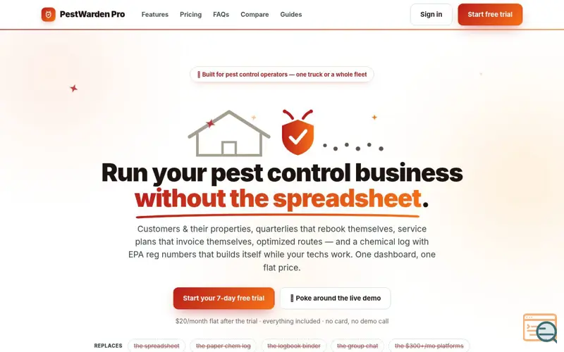 Screenshot of PestWarden Pro, a launch using SaaSHub