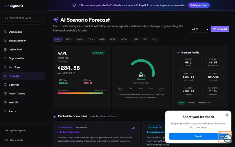 Screenshot of SignalIQ