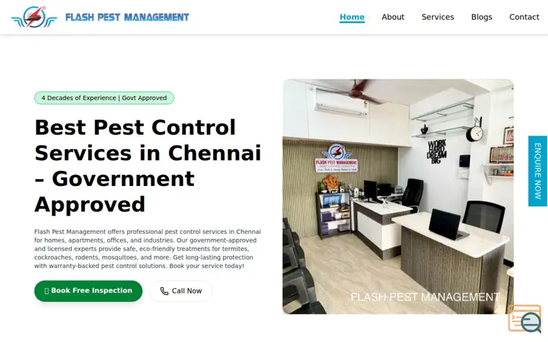 Screenshot of Flash Pest Management