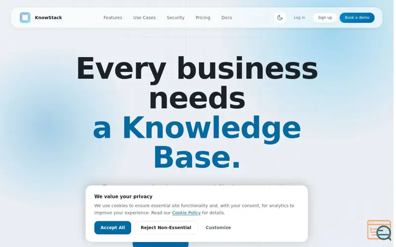 Screenshot of KnowStack, a launch using esm.sh