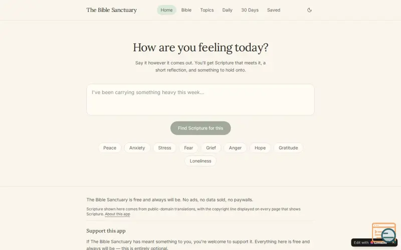 Screenshot of The Bible Sanctuary