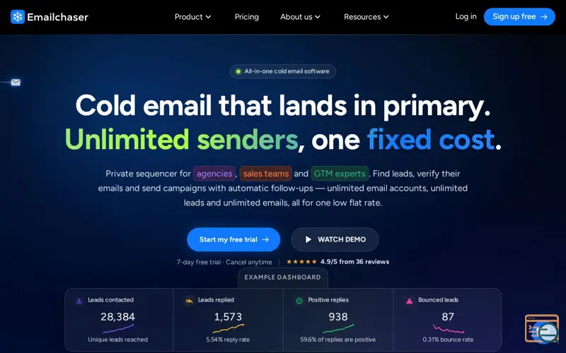 Screenshot of Emailchaser