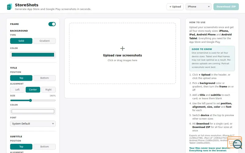 Screenshot of StoreShots