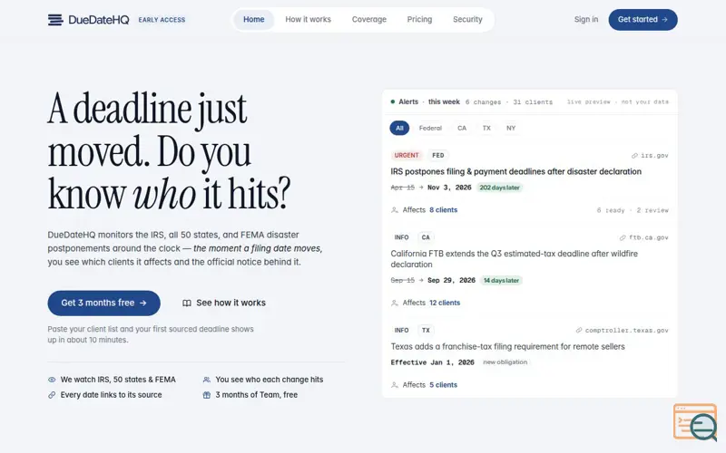 Screenshot of DueDateHQ
