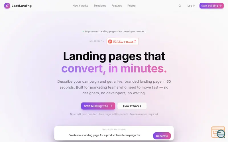 Screenshot of LeadLanding