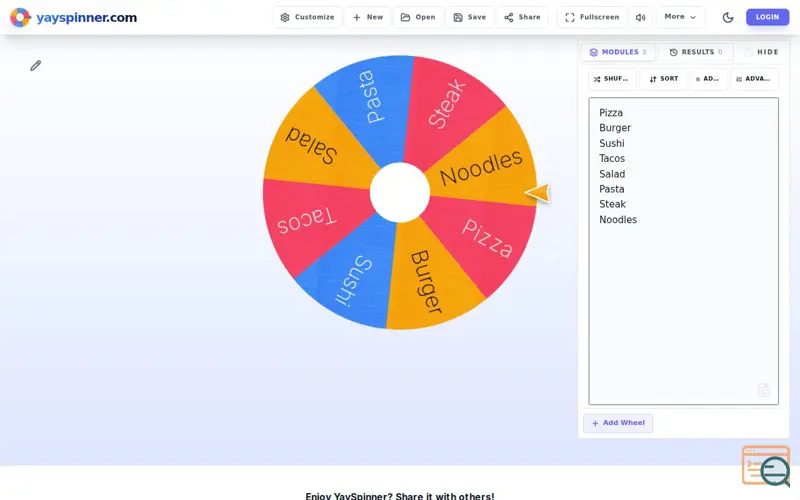 Screenshot of YaySpinner
