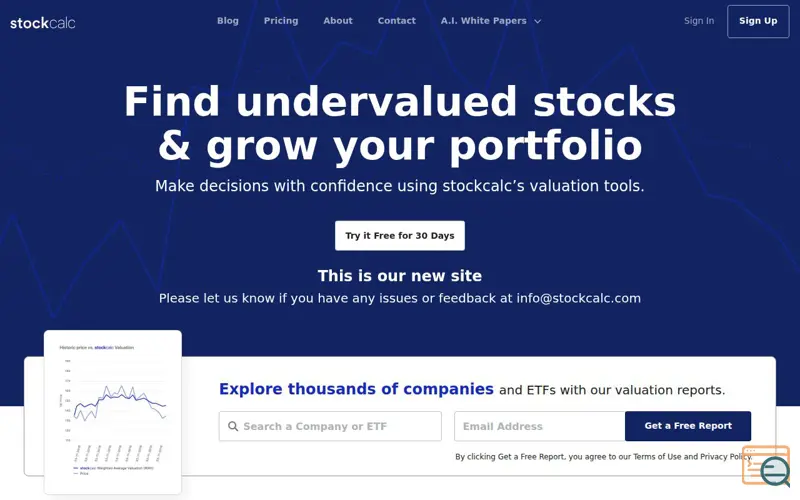 Screenshot of stockcalc